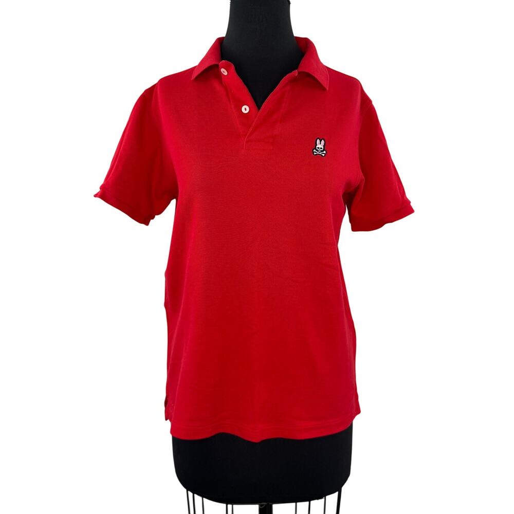 Psycho Bunny Red Polo Shirt Pima Cotton Collared Casual Pullover Golf Tee Size 4